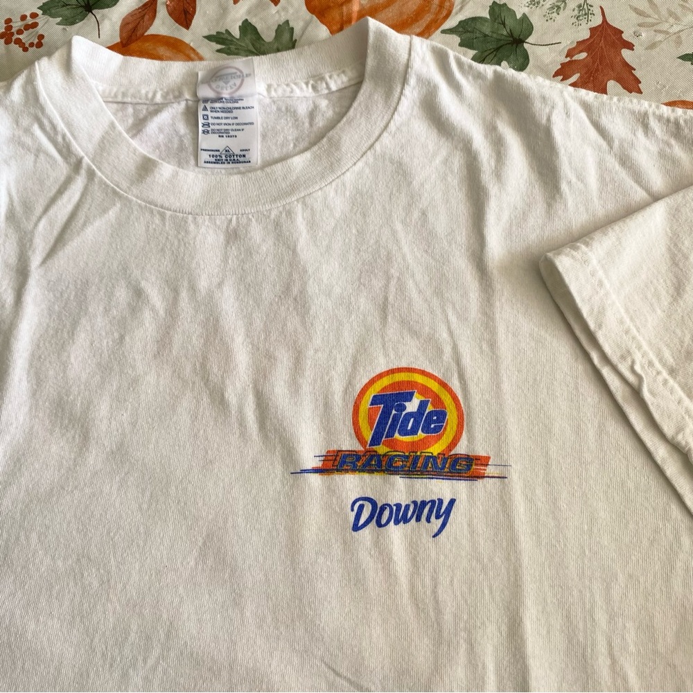 Vintage NASCAR Tide Racing Downy Ricky Craven Graphic T Shirt Men's XL White